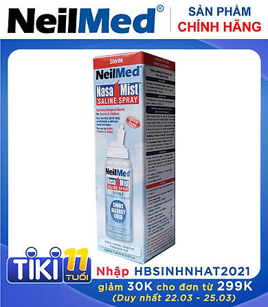 Chai Xịt Rửa Mũi Phun Sương Dưỡng Ẩm Dịu Mũi NeilMed NasaMist Saline Spray Isotonic 75ml – Xuất Xứ Mỹ