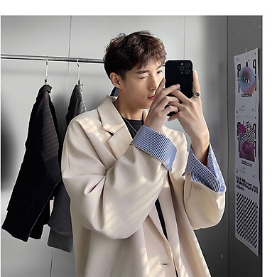Áo blazer nam, Áo vest form rộng phối cổ tay sành điệu Hàn Quốc Thời trang nam HERO- BZ12