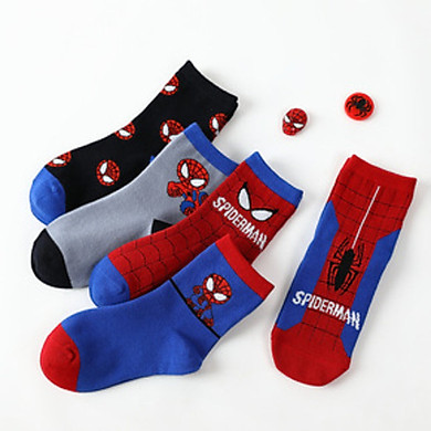 Combo 5 Đôi Tất Vớ Người Nhện Spiderman Cổ Cao Cho Bé Trai