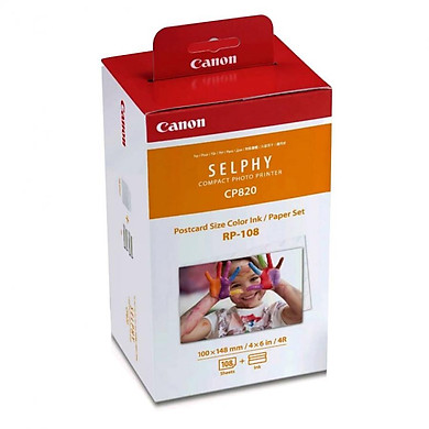 Giấy Và Mực In Ảnh Nhiệt Canon RP108 Cho Máy In Canon SELPHY CP1300, SELPHY CP1200, SELPHY CP1000, SELPHY CP910 – Hàng Chính Hãng