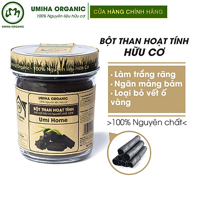 Bột Than Hoạt Tính Nguyên Chất UMIHOME (125g) – Làm trắng răng, sạch sâu da mặt, loại bỏ mụn, giải đọc cho da