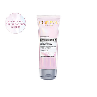 Sữa Rửa Mặt Sáng Da L’oréal Paris Glycolic-Bright Glowing Daily Cleanser Foam 100ml