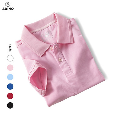 Áo polo nữ ADINO màu hồng phối viền chìm vải cotton co giãn dáng slimfit trẻ trung APN03