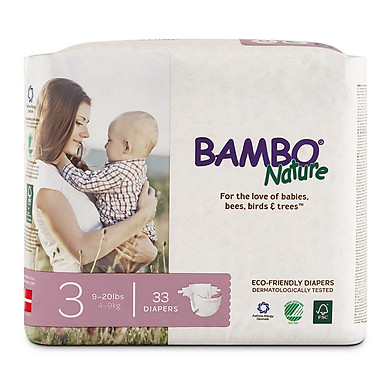 Tã Dán Em Bé Hữu Cơ Bambo Nature - gốc Đan Mạch - 4-9kg - M33 - 33 miếng