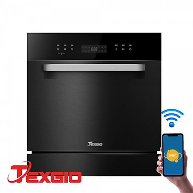 Máy rửa chén bát TEXGIO TGWF98SB Diệt khuẩn UV Kết nối Wifi Sấy khô tăng cường Hàng Chính Hãng