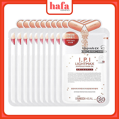 Hộp 10 Mặt Nạ chứa tinh chất I.P.I dưỡng trắng da Mediheal I.P.I Lightmax Ampoule Mask Ex 25ml x10