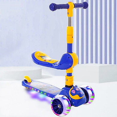 Xe trượt scooter 3 bánh cao cấp dành cho bé, phát nhạc, bánh xe phát sáng vĩnh cửu, rèn luyện vận động, tăng chiều cao cho bé, chịu lực lên tới 90kg