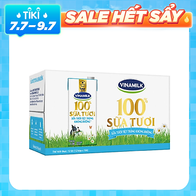 Thùng 12 Hộp Sữa Tươi Tiệt Trùng Vinamilk 100% Không Đường (1L) – Vinamilk ,SKU : 9313874720792 >>>🇻🇳 Top1Vietnam 🛒>>> tiki.vn 🇻🇳🇻🇳🇻🇳🛒🛍🛒