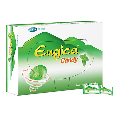 Eugica Candy (Hộp/100 Viên) - Kẹo Ngậm Thảo Dược Giảm Ho, Rát Họng - Link Mua