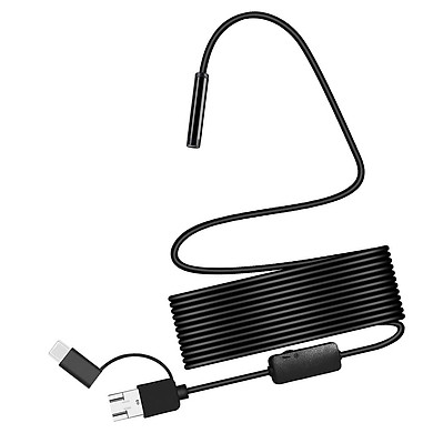 3 in 1 8mm Borescope LED HD Borescope Type-C Mirco USB Inspection Camera Waterproof Support Android Smartphone