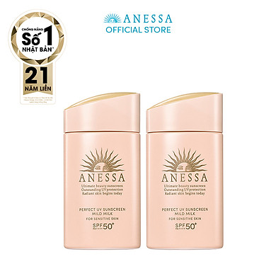 Bộ đôi 2 Kem chống nắng dạng sữa dưỡng da dịu nhẹ cho da nhạy cảm & trẻ em Anessa SPF 50+ PA++++ 60ml