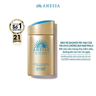 Kem chống nắng dưỡng da dạng sữa bảo vệ hoàn hảo Anessa Perfect UV Sunscreen Skincare Milk SPF 50+ PA++++ 60ml