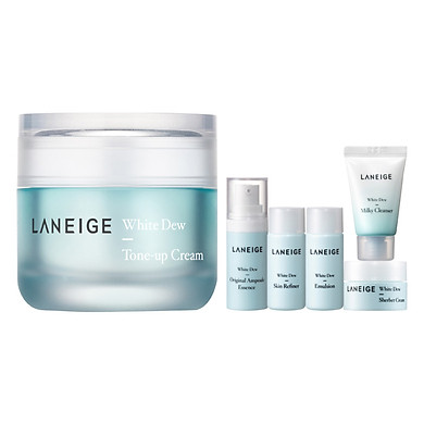 Bộ Dưỡng Trắng White Dew + Kem Dưỡng Hiệu Chỉnh Tông Màu Da Laneige White Dew Tone-Up Cream (50ml)