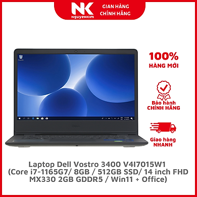 Laptop Dell Vostro 3400 V4I7015W1 (Core i7-1165G7/ 8GB / 512GB SSD/ MX330 2GB GDDR5 / Win11 + Office) – Hàng Chính Hãng