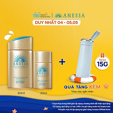 Bộ Đôi Kem chống nắng dưỡng da dạng sữa kiềm dầu khô thoáng hoàn hảo siêu tiết kiệm Anessa Gold Milk 60ml + Gold Milk 20ml