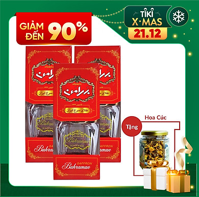 Nhụy Hoa Nghệ Tây Saffron Bahraman Combo 3 hộp 1gram/hộp Tặng hoa cúc 8Gram