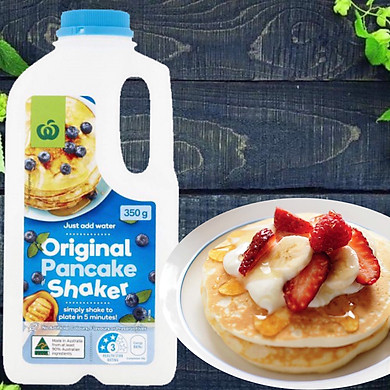 Bánh Đô Rê Mon Với Bột Pha Sẵn Woolworths Original Pancake Shaker 350g Xuất Xứ Úc – Tiện Lợi, Dễ Sử Dụng, Tiết Kiệm Thời Gian Cho Bánh Thơm Ngon,…