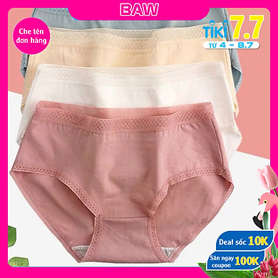 Bộ 5 Quần Lót Cotton 365 không hăn chống HPV 10 màu big size đến 65kg cạp vừa thương hiệu Baw QLN17
