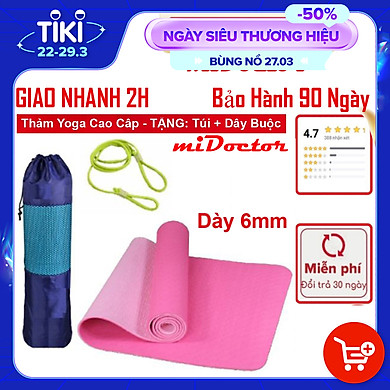 Thảm Tập YoGa, Gym miDoctor + Bao Thảm Tập Yoga + Dây Thảm Tập Yoga (Túi, Dây Giao Màu Ngẫu Nhiên) – >>> top1shop >>> tiki.vn