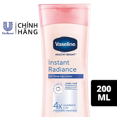 Sữa dưỡng thể Vaseline Instant Radiance sáng da gấp 4 lần với vi chất phản quang cho da sáng khỏe mịn màng 200ml