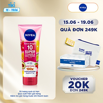 Serum Dưỡng Thể Sáng Da & Làm Mờ Vết Thâm Hiệu Quả Trong 7 Ngày Nivea 10 Super Vitamins & Skin Food 180ml (93765)