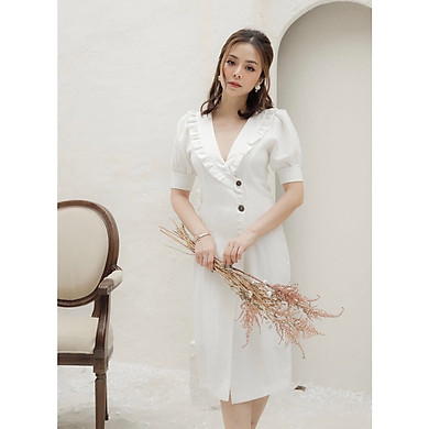 Đầm trắng tiểu thư phong cách Hàn Quốc