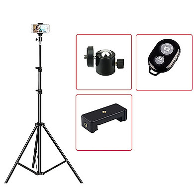 Chân đế điện thoại, máy ảnh dùng để livestream, chụp ảnh, quay tiktok, kiêm gắn đèn livestream , tặng kèm remote bluetooth – Hàng chính hãng