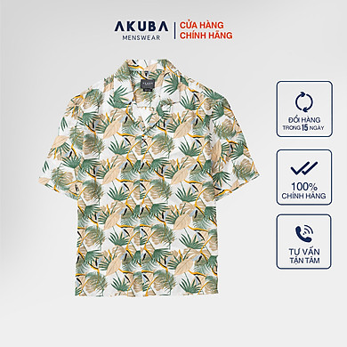 Áo sơ mi tay ngắn họa tiết hoa đi biển mùa hè AKUBA | 02B466