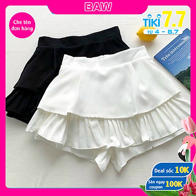 Chân Váy Nữ, Chân Váy Ngắn Dập Ly Xòe Tầng Có Lót Quần Trong Cao Cấp Thương Hiệu Baw CV01
