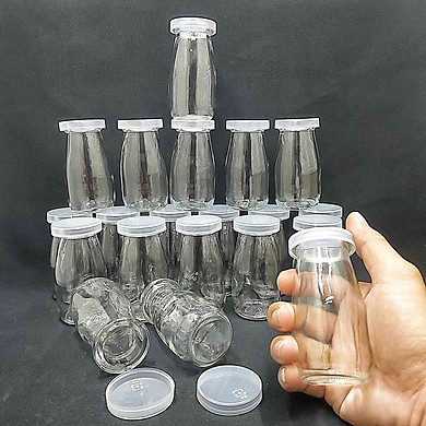 combo 20 lọ đựng sữa chua thủy tinh 100ml mẫu Trụ Tròn Cao – nắp nhựa – hũ yaourt siêu trong, chuyên dùng đựng thực phẩm, mỹ phẩm, dược phẩm
