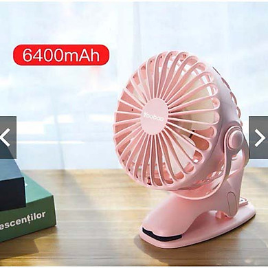 Quạt sạc mini xoay góc 720 độ, đế kẹp đa năng hoặc đặt bàn, với 4 nấc điều chỉnh gió YOOBAO F04 6400MAH Hàng Chính Hãng