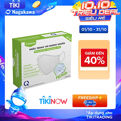 Khẩu Trang Vải Kháng Khuẩn 3 Lớp Nagakawa – Premium – Công Nghệ Nhật Bản KTV3LKKNHH – Hộp 10 Chiếc