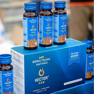 Hector Sâm Nước Đông Trùng Hạ Thảo hộp 10 chai nâng cao sức khỏe ,bổ sung năng lượng, giải độc gan, tăng cường sinh lực