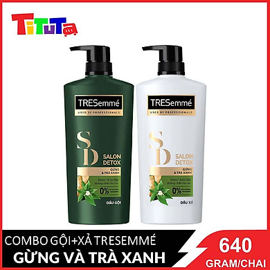 Combo Dầu Gội (640g) Và Dầu Xả (620g) Tresemmé Salon Detox Gừng Và Trà Xanh Detox Tóc Chắc Khỏe