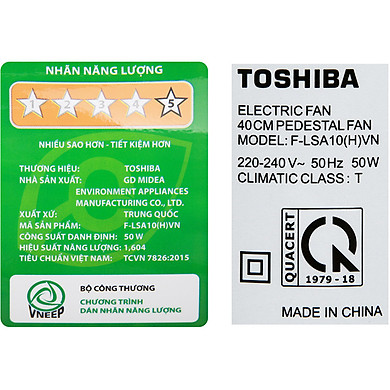 Quạt đứng Toshiba F-LSA10(H)VN (50W) – Xám – Hàng chính hãng