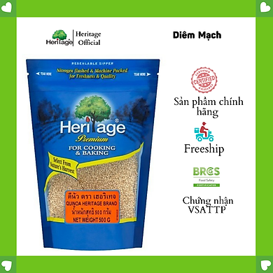 Hạt diêm mạch trắng Heritage Thái Lan gói 500gr , thực phẩm ăn kiêng ,giàu chất xơ, chống oxy hóa , giảm cholesterol – White Quinoa