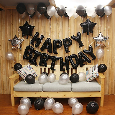 Combo trang trí sinh nhật Happy Birthday màu đen | Tiki.vn