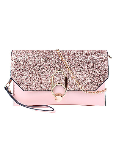 Ví Cầm Tay Nữ Phối Kim Tuyến Sang Chảnh Miha Fashion VCT202 (26 x 15 cm) - Hồng