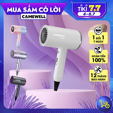 Máy sấy tóc mini chính hãng CameWell công suất lớn 1000W , giảm tiếng ồn, an toàn khi sử dụng, tạo kiểu tóc chuyên nghiệp 2 chiều nóng lạnh CW02HD