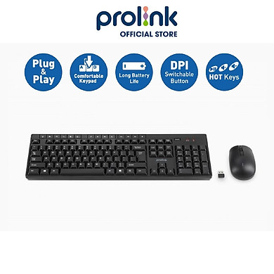 Bộ Bàn Phím Và Chuột Không Dây Văn Phòng PROLiNK Wireless Multimedia Desktop Combo PCWM-7005 – Hàng Chính Hãng