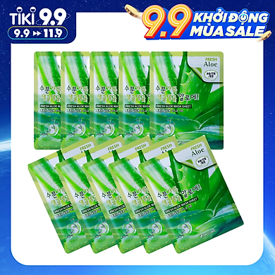 Combo 10 Túi mặt nạ giấy dưỡng ẩm -Mặt nạ dưỡng da chiết xuất từ lô hội 3W Clinic Hàn Quốc 23mlx10