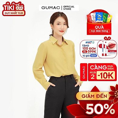 Áo sơ mi nữ thiết kế cơ bản kết hợp tay dài phối măng sết GUMAC AB535 – Gumac >>> top1shop >>> tiki.vn