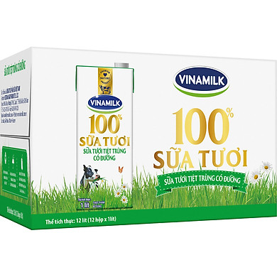 Thùng 12 Hộp Sữa Tươi Tiệt Trùng Vinamilk 100% Có Đường (1L) – Vinamilk ,SKU : 3658871749022 >>>🇻🇳 Top1Vietnam 🛒>>> tiki.vn 🇻🇳🇻🇳🇻🇳🛒🛍🛒
