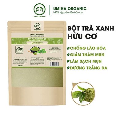 Bột Trà Xanh hữu cơ UMIHOME (35g) nguyên chất bột đắp mặt, tắm trắng, dưỡng trắng da loại bỏ mụn hiệu quả