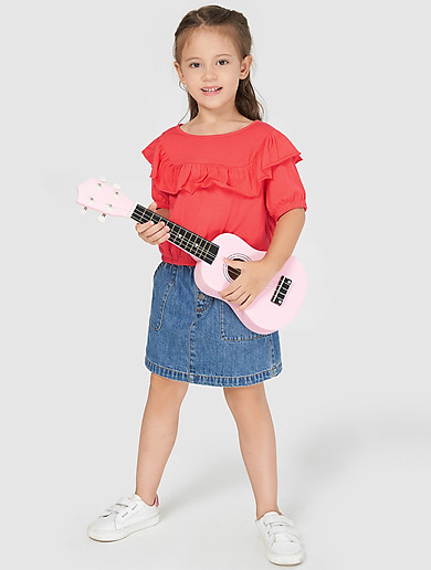 Áo phông bé gái cotton USA bèo ngực CANIFA dáng regular, cổ tròn, phối bèo vai và ngực, chun cửa tay, gấu áo 1TS21S002 – Canifa ,SKU : 2253537380486 >>>🇻🇳 Top1Vietnam 🛒>>> tiki.vn 🇻🇳🇻🇳🇻🇳🛒🛍🛒