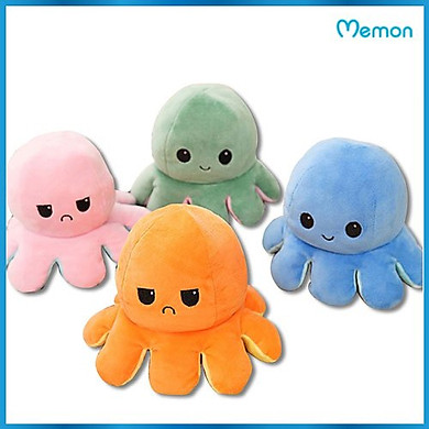 Gấu bông bạch tuộc cảm xúc 2 mặt cao cấp – Hàng chính hãng Memon – Đồ chơi thú nhồi bông bạch tuộc cảm xúc nhiều màu. Kích thước 20cm, Bông gòn mềm…