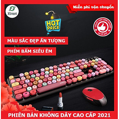 Bộ bàn phím và chuột không dây XSmart MOFii N720 MẪU MỚI màu SON, Hồng cực đẹp, COMBO dùng cho máy tính, pc, laptop – Hàng Chính Hãng