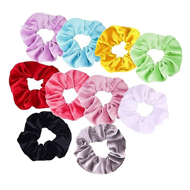10 Chiếc Nhung Scrunchies Cao Su Tóc Căng Dây Buộc Tóc Bobbles Scrunchy