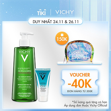 Bộ Sản Phẩm Gel Rửa Mặt Làm Sạch Sâu, Giảm Bã Nhờn Và Se Khít Lỗ Chân Lông VICHY Normaderm Phytosolution Intensive Purifying Gel