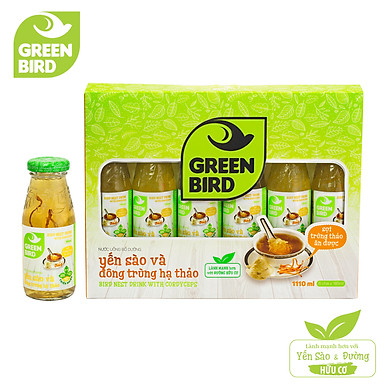 Hộp quà Green Bird – Nước Uống Bổ Dưỡng Yến Sào và Đông Trùng Hạ Thảo – (6chai*185ml)